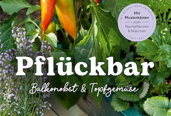 Buchcover von "Pflückbar. Balkonobst & Topfgemüse" von Melanie Öhlenbach. Kosmos, 2023